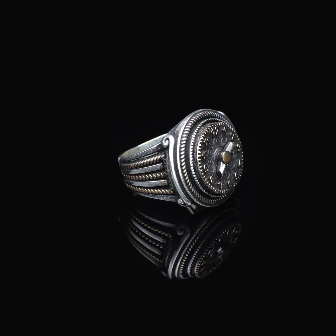 Anello dell'Orologio da Uomo in Argento Sterling 925 – Anello con Sigillo Vintage Inciso, Finitura Lucida, Fatto a Mano con Panno per la Pulizia dell'Argento (33)