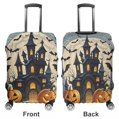 Pumpkin Lantern Castle Luggage Cover Elastic Luggage Covers for Suitcase Travel Luggage Covers Anti-Scratch Washable Suitcase Sleeve Fits 19-32 Inch Luggage3