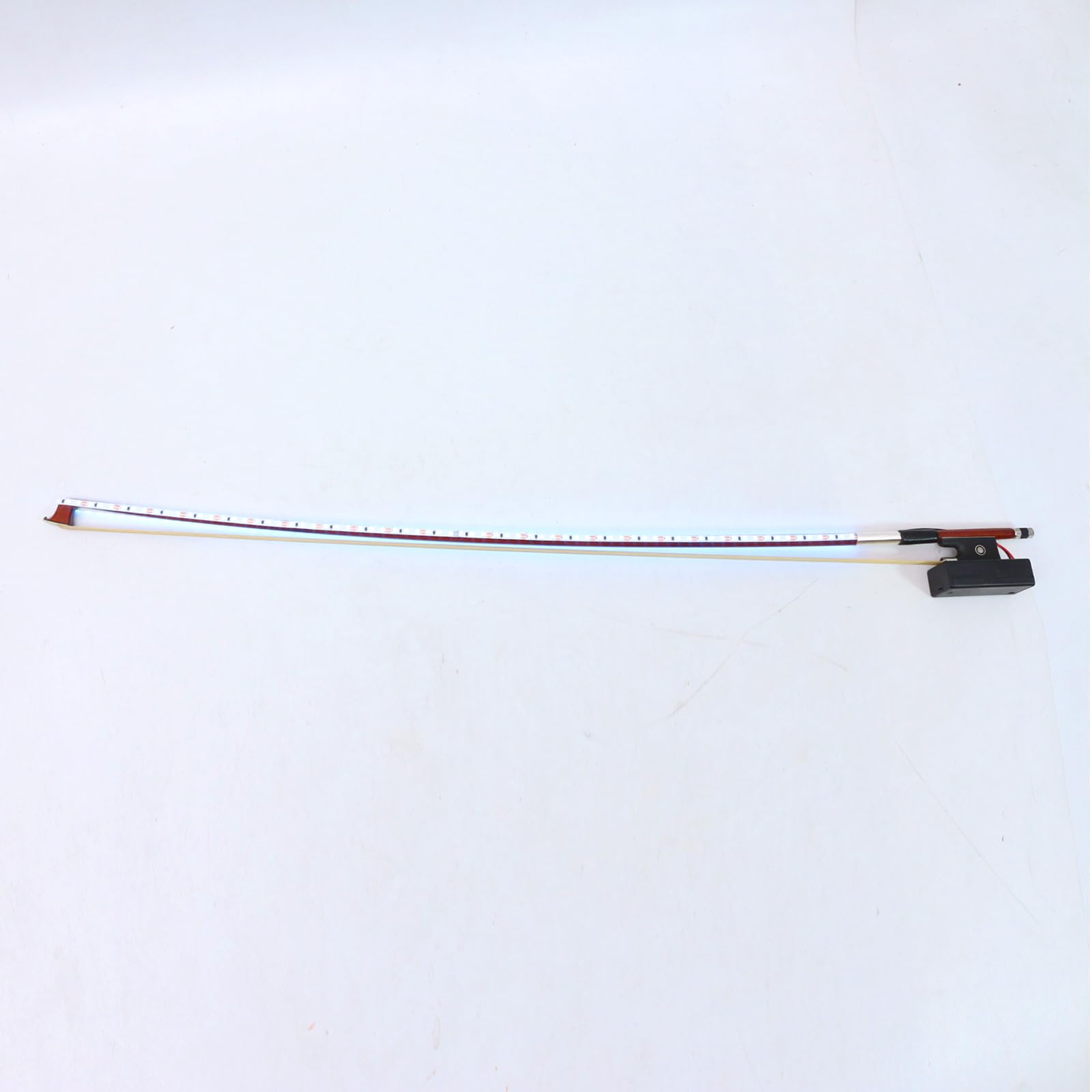 Archet de violon 4/4 en acajou brésilien, archet équilibré avancé avec lumières LED bleues, archet de violon en crin de cheval blanc de Mongolie, convient aux débutants (01)
