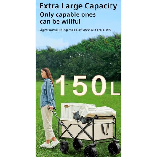 Carrello pieghevole da giardino con ruote per tutti i terreni, per campeggio, shopping e giardinaggio, portatile, multiuso