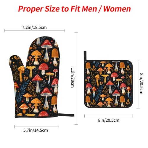 Oven-Mitts-and-Pot-Holders-Sets-of-4-Mushroom-Boho-Vintage-Kitchen-Potholder-Gloves-Heat-Resistant-Non-Slip-for-Chef-Baking-Cooking-Grilling-BBQ-Mittens Oven Mitts and Pot Holders Sets of 4 Mushroom Boho Vintage Kitchen Potholder Gloves Heat Resistant Non Slip for Chef Baking Cooking Grilling BBQ Mittens