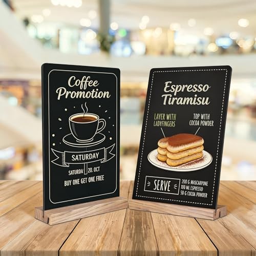 Image of 8.6x11.7 Chalkboard Signs with Base for Tabletop Decor Double Sided, Mini Chalkboard for Restaurant Food Menu, Kids Message Board, Wedding Party (1 Pack, L /T 2-Slot)