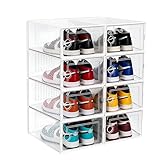 Wagtail 8 Cajas de Zapato Transparente con Tapa Plegable y Apilables para Organización de Zapatos en Hogar Caja Multifuncional Ahorra Espacio y Facilita Almacenamiento
