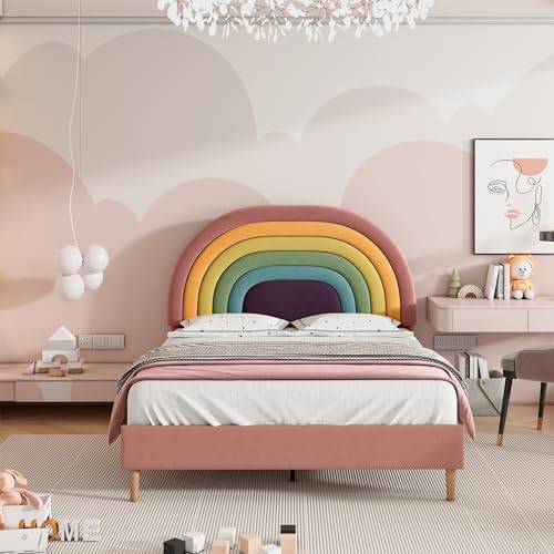 Cama tapizada rosa de 140x200 cm con cabecero regulable que transforma tu dormitorio juvenil 6