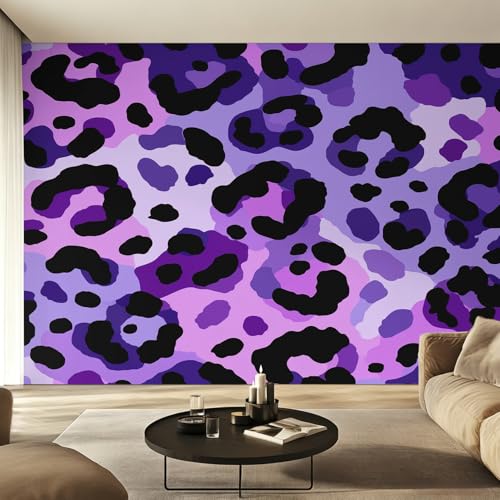 Papier peint panoramique léopard violet pour masquer les défauts des murs - 5