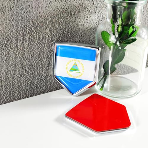Image of Newperlite Nicaragua Flag Decal Sticker Car Emblem Nicaraguan Flag Car Decoration Accessories Chrome Shield for Truck Vehicles Cars, 2 Pack
