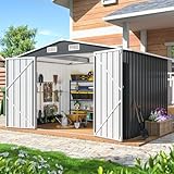 YADSUNY 10x8 FT Outdoor Storage Shed, Metal Garden Tool Shed with Updated Frame Structure...