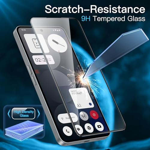 Image of JETech Full Coverage Tempered Glass Screen Protector Guard for Nothing Phone 3a / 3a Pro, Black Edge with Easy Installation Tool, Case-Friendly, HD Clear, 3-Pack