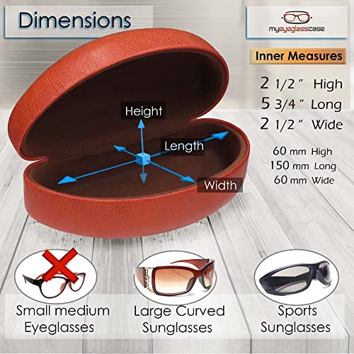 Image of MyEyeglassCase - Large Sunglasses Case - Glasses Holder with Pouch & Cloth - Eyeglass Hard shell Medium - Extra Large frames