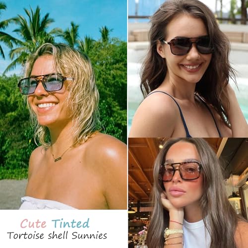 Retro Aviator Sunglasses for Women Men Trendy Square Womens Shades Lightweight Fashion Sun Glassses3