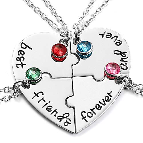 Bff Best Friends Forever 3 Necklace for Women Friendship Gift Heart Puzzle Jewelry Initial Chain Necklaces