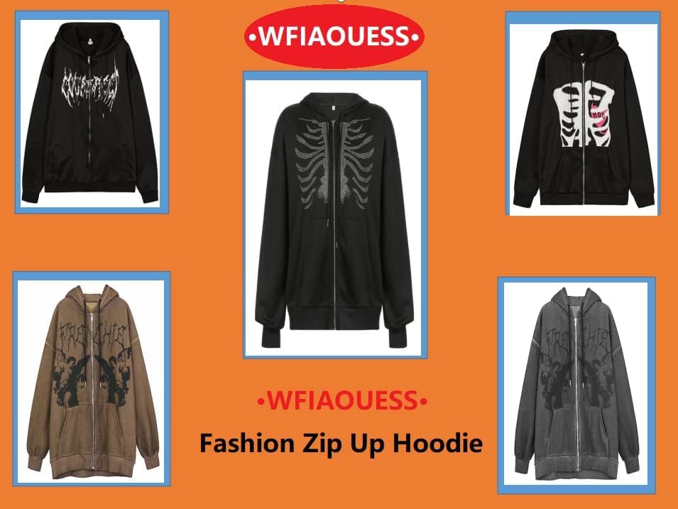 Y2k Skeleton Sweatshirt,Unisex Skeleton Zip Up Hoodie Fashion Vintage Jacket Graphics E-Girl 90s Sweatshirt3