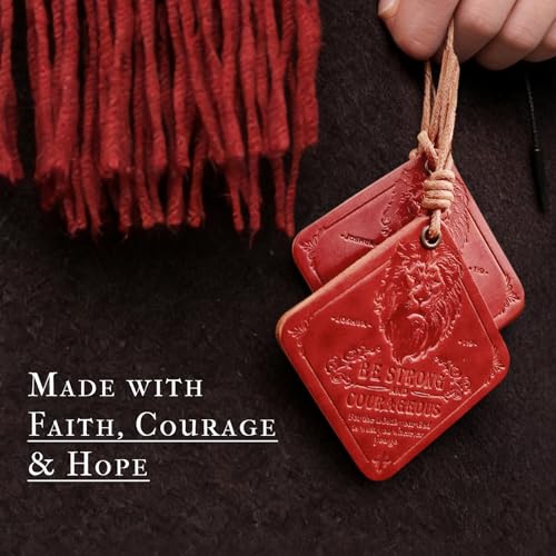 GLIMEXY Leather Scented Car Air Freshener Encouragement Gifts for Men Lion Be Strong and Courageous Bible Verse Gifts for Men Cool Air Freshener for Cars Leather — view 4
