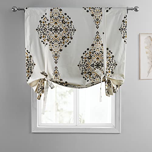 Image of HPD Half Price Drapes Room Darkening Tie Up Curtains 46 X 63 Inch Kerala Printed Cotton Window Roll Up Balloon Curtain for Living Room, Kitchen PRTW-TUD41A-63 (1 Panel), Kerala Gold