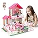 Mini Todou Puppenhaus Traumhaus für Mädchen, Puppenhaus mit Licht, Spielmatte und Puppen, DIY BAU Spiel Haus mit Accessoires Möbel und Haushalt Zubehör, Spielhaus für Mädchen 3-12(DREI Zimmer)