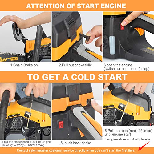 SALEM MASTER 5820G 58CC 2-Cycle Gas Powered Chainsaw, 18-Inch Chainsaw, Handheld Cordless Petrol Gasoline Chain Saw for Farm, Garden and Ranch