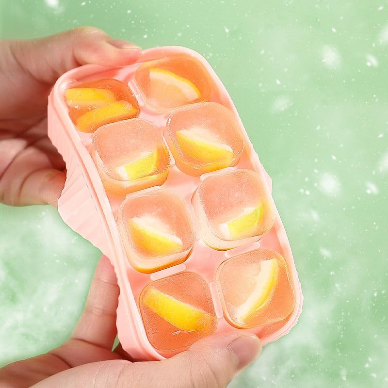 Image of 8 Large Hexagon Ice Cube Mould | Silicone Ice Cube Tray | Stackable Flexible Easy Release Freezer Tray for Ice, Juice, Chocolate & Drinks (Pack of 1)