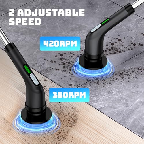 Image of Electric Spin Cleaning Brush, Comes with 7 Reusable Brush Attachments & Adjustable Extension Handle