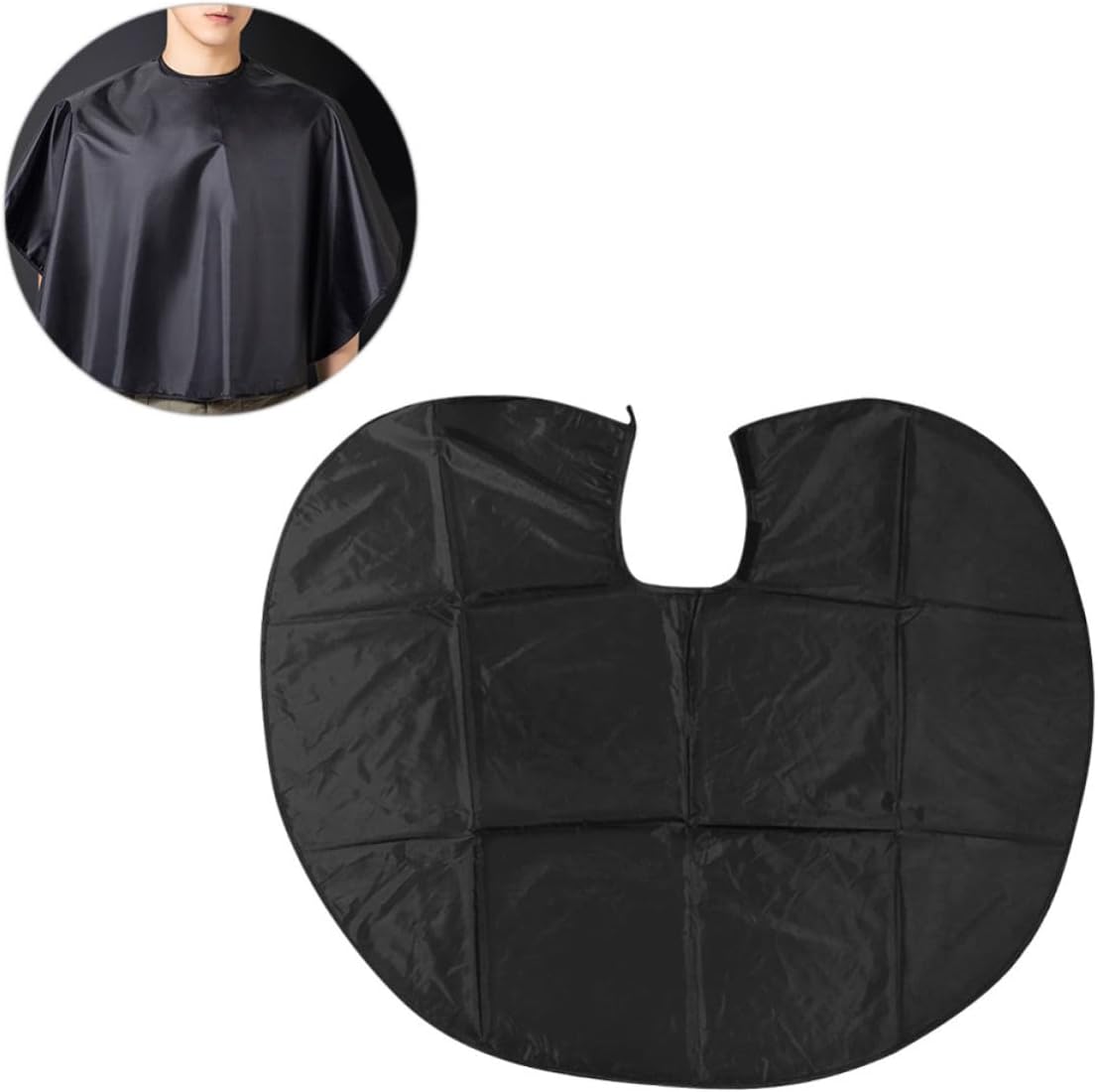 NOLITOY Waterproof Hair Cutting Cape for Men and Women, Large Black Polyester Hairdressing Gown with Snap Closure to Protect Clothes, for At-home Hair Styling and Salon Use