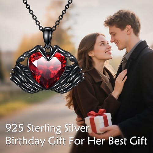 TIGER RIDER Claddagh Necklace Sterling Silver Skull Hand Heart Ruby Necklace Jewelry Gifts Halloween for Women Men4