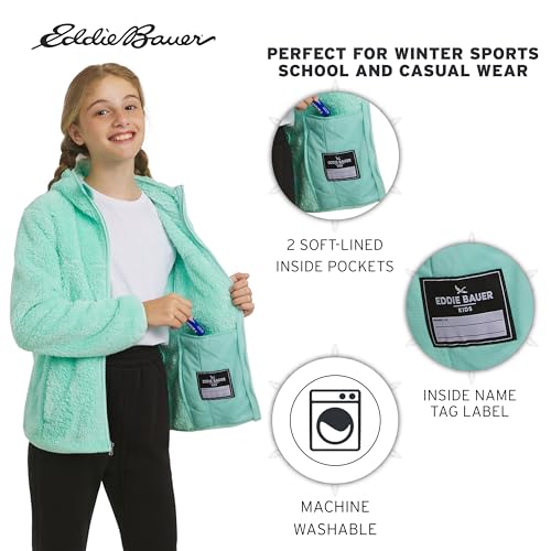 Image of Eddie Bauer Girls' Quest Plush High Pile Faux Sherpa Hooded Jacket