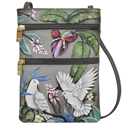 Image of Anuschka Women's Leather Crossbody Bag - Hand-Painted Genuine Leather Handbag with Pockets for Everyday Use - 448