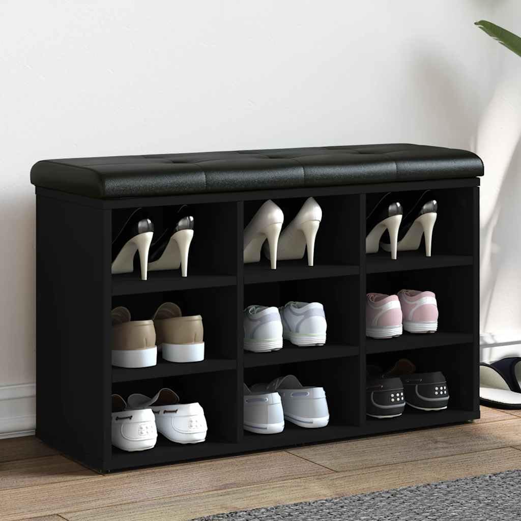 vidaXL Zapatero Madera de ingeniería Negro 82x32x50 cm
