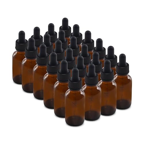 Botellas The Bottle Depot, 24 botellas, cristal ámbar de 1 onza con cuentagotas, cantidad al por mayor, para aceites esenciales, líquidos, sueros,