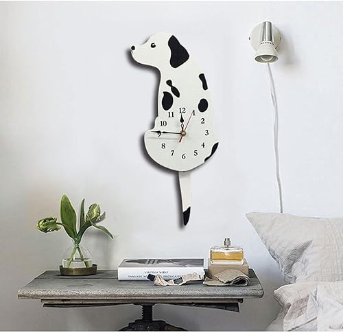 Miniatura 6 de Reloj de pared Novelty Dog Wall Clock Acrylic Cute Cartoon Tail Wagging Labrador DogDalmatian Pattern Wall Clock WPendulum for Living Room Office
