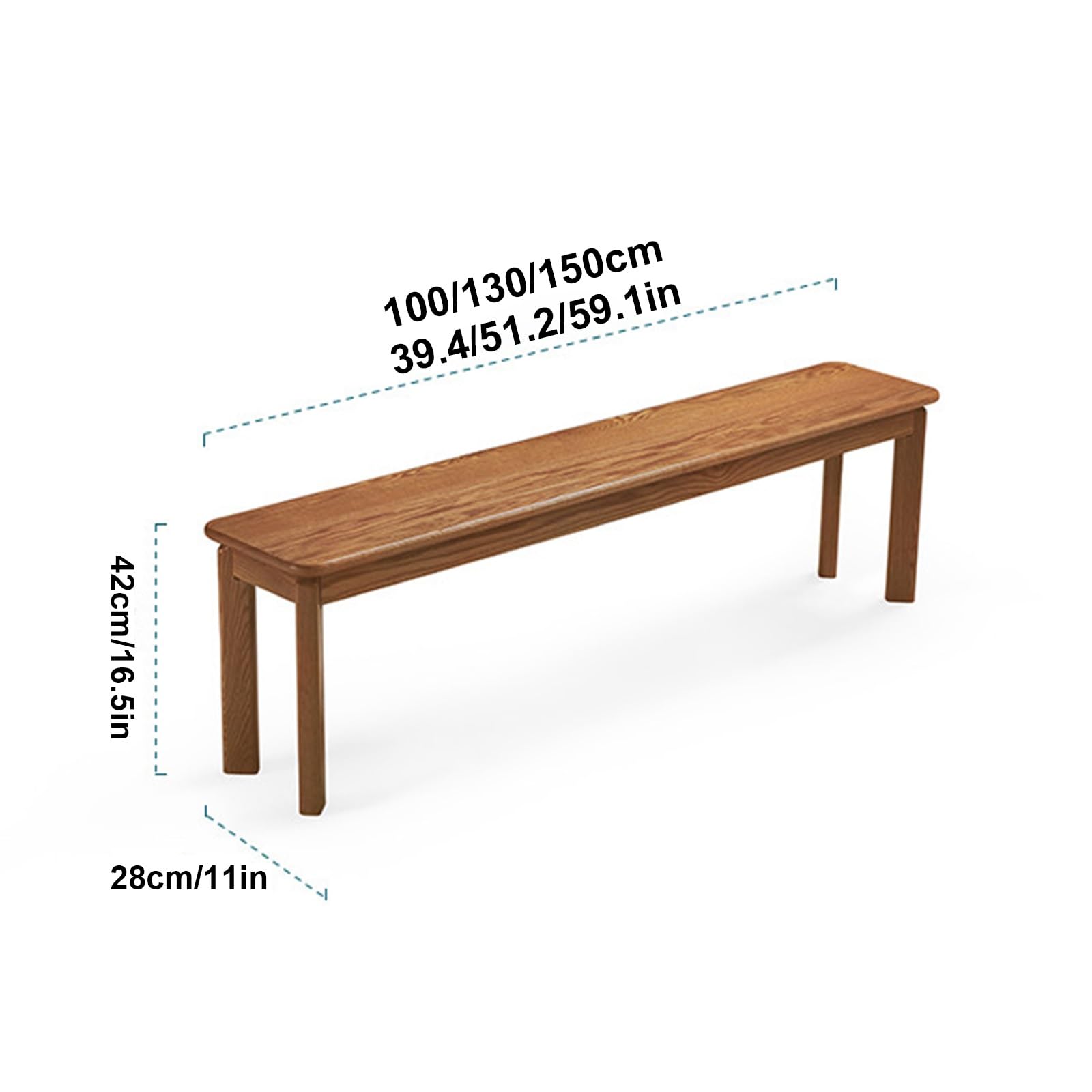 Banc d'entrée de cuisine en bois naturel asiatique, banc en bois de style campagnard, banc de table de cuisine intérieure, pour entrée, chambre, banc de salle à manger (noyer, 130 * 42 cm / 51,2 * 1