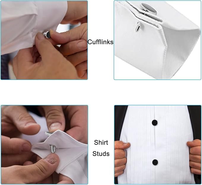 Men’s Cufflinks and Tuxedo Studs Set with Tie clip and wallet Gift Box,Match for Business Wedding Formal Suit cuff links mens4