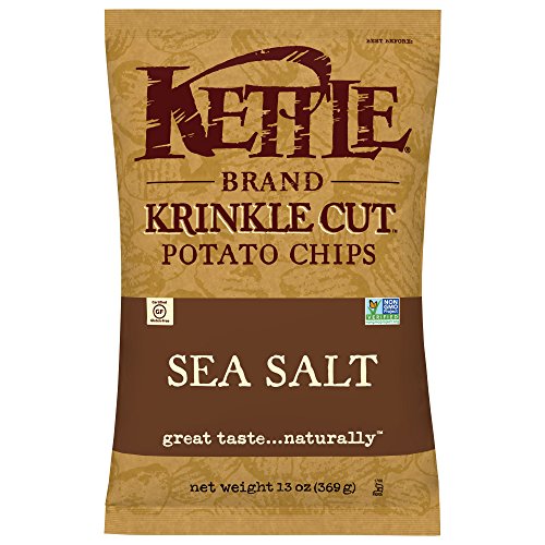 Image of Kettle Brand Potato Chips, Krinkle Cut Sea Salt, 13 Ounce Bag