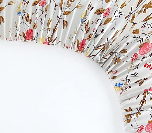 Image of 280 TC Fitzy Fitted Bedsheet Queen Size, Elastic Bedsheet, 60x78 + 10 Inches Drop, with 2 Pillow Covers (Fitzy-Twill-Multi-Flower)