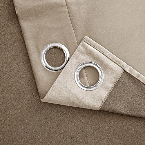 Woaboy Velvet Curtains 90 Drop Taupe Curtain for Living Room Thermal Blackout for Bedroom Luxury Eyelet Drapes Super Soft Window Treatment Insulated Soundproof & Room Darkening W 46 x L 90 2 Panels - Image 3