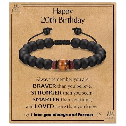 WIKHIA 20th Birthday Gifts Ideas for Men, 20 Year Old Birthday Bracelet for Son Brother Grandson Nephew Friend Cover
