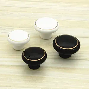 LOOKS FIRST Door Knobs and Pulls - Ceramic Drawer Handle for Kitchen Cabinets Home Interior Decor Hardware - White - Pack of 2 Knobs