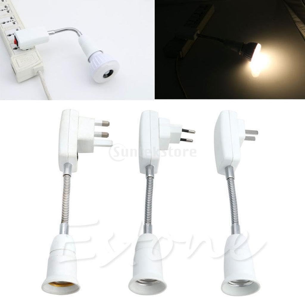 VELURA E27 LED Bulb Lamp Socket Flexible Adaptor Holder with On/Off Switch 30cm EU Plug|1 x E27 to EU Adapter (Here is not Including The | Lighting Parts & Accessories||Home & Garden
