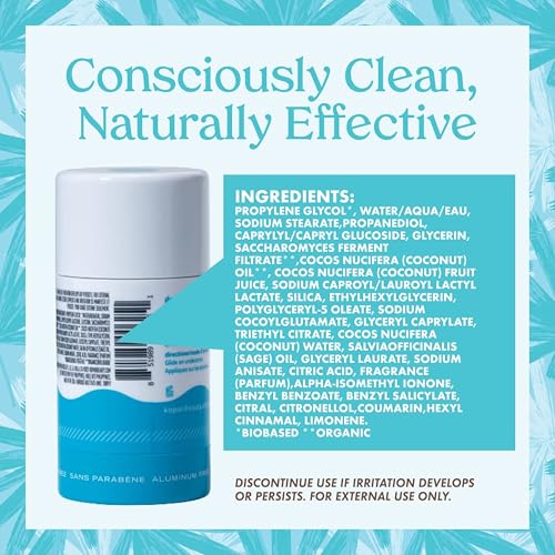 Image of Kopari Aluminum Free Coconut Deodorant, Plant-Based Formula, No Aluminum, Parabens or Baking Soda, Everyday Odor Protection, Driftwood Charcoal, 2 Pack