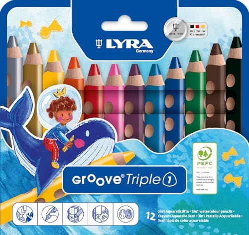 LYRA L3831120 Groove Triple 1, Kartonetui mit 12 Farbstiften, Sortiert, Mehrfarbig