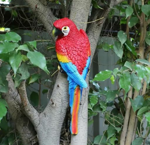 Vikarafty Wall Parrot for Home Tree Decor Parrot for Garden Home Decoration Birds for Garden Red Pack of 1
