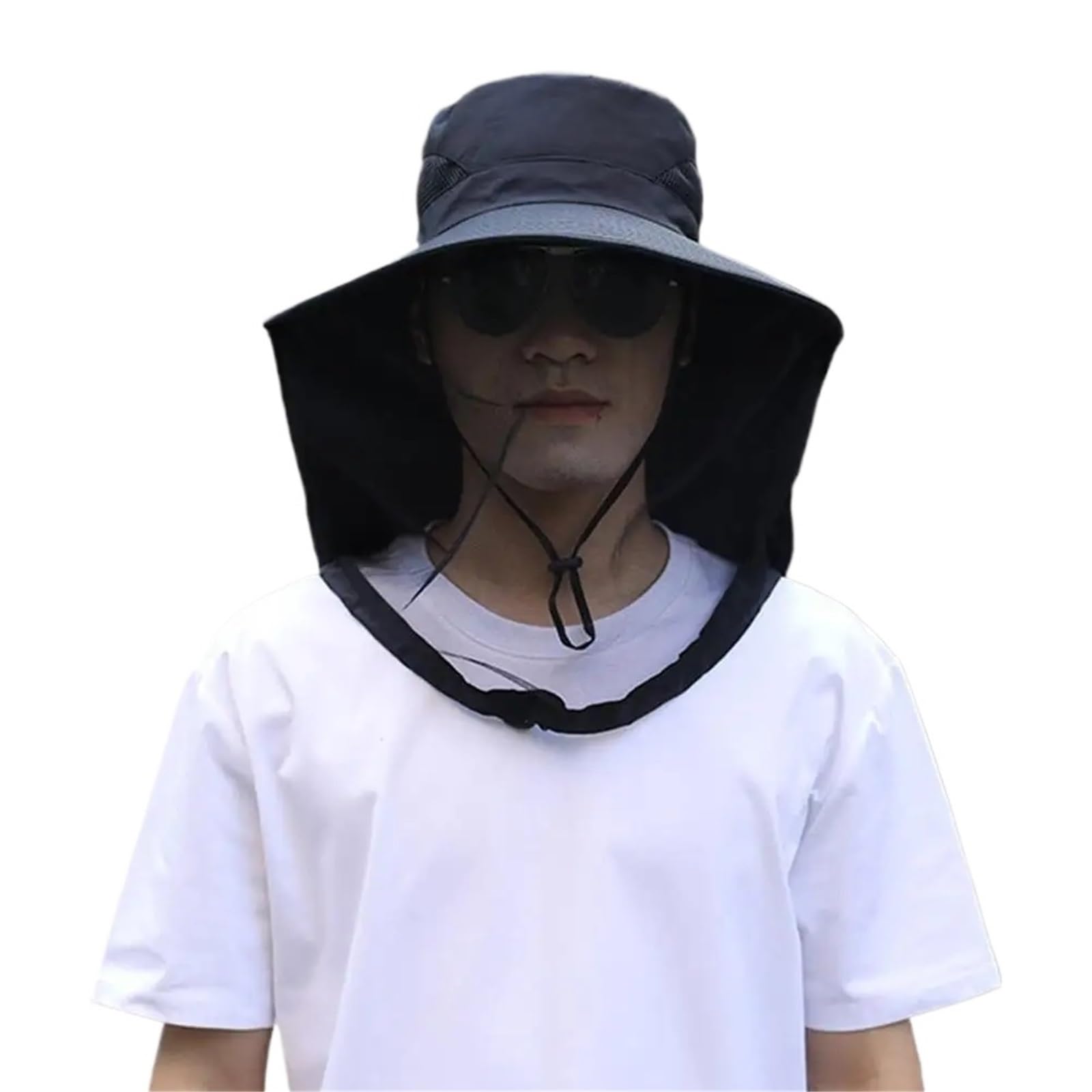 Cappello con zanzariera da esterno, Cappello a rete for la pesca in traspirante multicolore(Black)