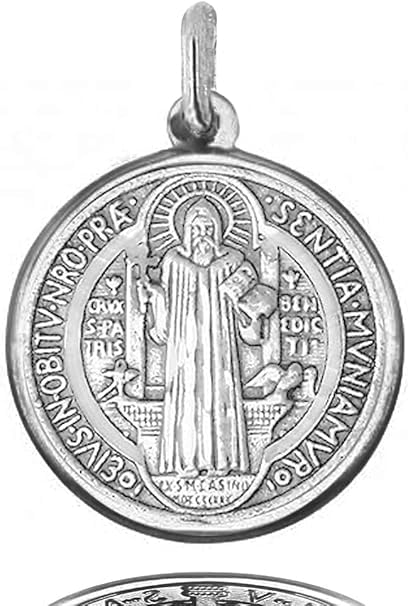 Medalla San Benito 19mm Plata Ley