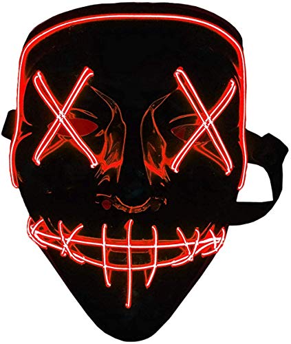 Seilent - Máscara de Halloween para adultos, máscara de purga LED, máscara de Halloween, máscara de Halloween para Halloween (rojo)