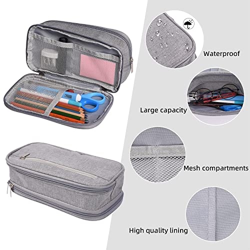Image of Pencil Case Large Capacity Pen Bag Big Stationery Storage Kit for Office Travel Cosmetic Pouch Arts and Crafts Supplies Organizer Multiple Compartments Water Resistant (Green)