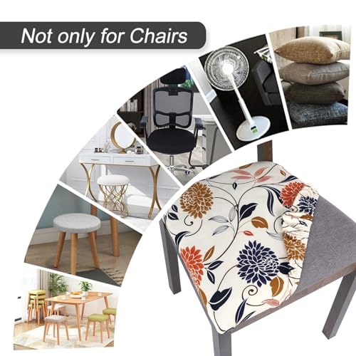 Image of SearchI Seat Covers for Dining Room Chairs Stretch Printed Chair Seat Covers Set of 6, Removable Washable Upholstered Chair Seat Protector Cushion Slipcovers for Kitchen, Office(Flowers Pattern)