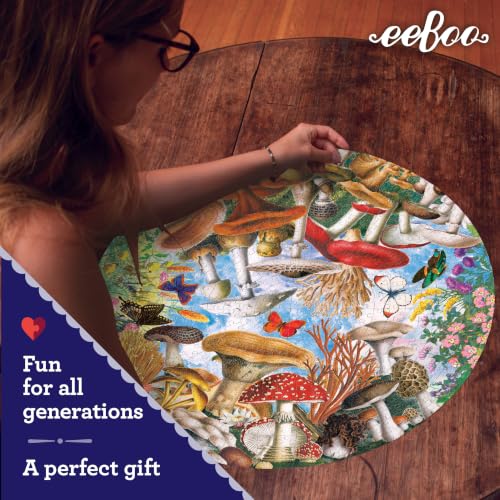 Puzzle redondo eeBoo Mushrooms and Butterflies 500 piezas, 23 pulgadas diámetro miniatura 7