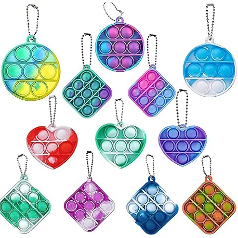 Jesokiibo 12PCS Fidget Toy Mini Stress Relief Hand Toys Keychain Toy Bubble Wrap Pop Anxiety Stress Reliever Office Desk Toy for Kids Adults Cover