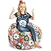 Soothing Company Stuffed Animal Bean Bag Chair for Kids - Extra Large Empty Beanbag - Kid Toy Storage Covers for Your Child's Stuffed Animals and Blankets | Premium Cotton Canvas (38", Grey Flowers)