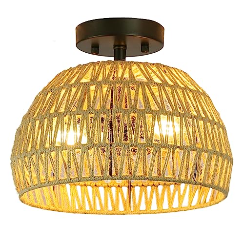 Wvsrbyr Boho Semi Flush Mount Ceiling Light, Handmade Semi Flush Mount Ceiling Light Fixtures, Boho Ceiling Light Fixture For Bedroom, Corridor, Hallway, Entryway, Nursery, Kitchen #TOP4