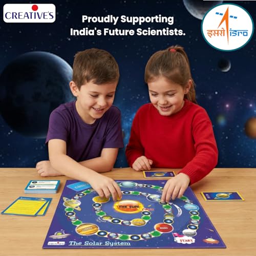 Image of Creative's The Solar System Board Game, Planets Sun Moon Stars Quiz, 98 Question Cards, 2-4 Players, Space Science, STEM Learning Game, Ages 8 and Up